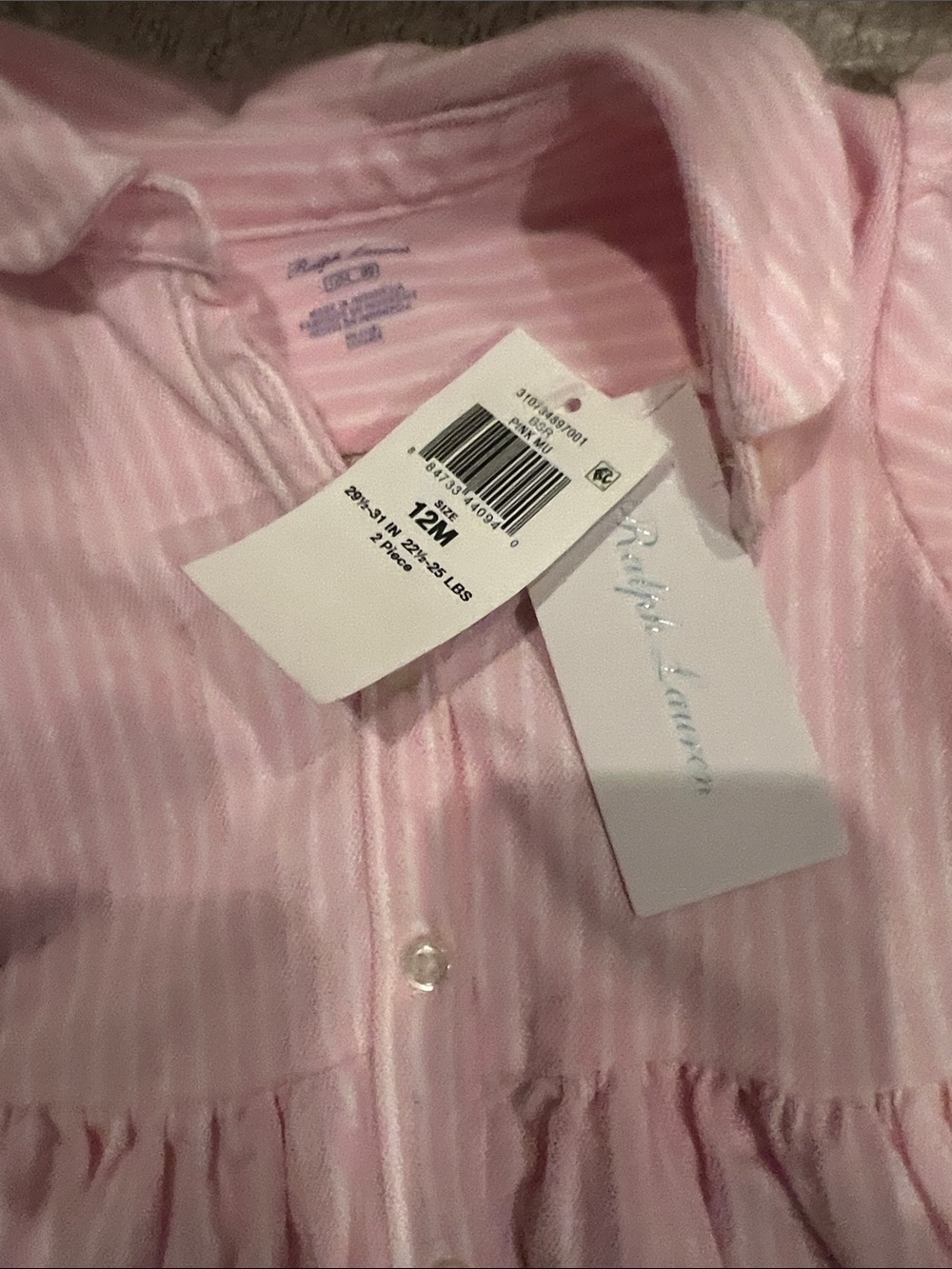 NWT Ralph Lauren Baby Girl Pink Dress 12 months - Picture 2 of 2